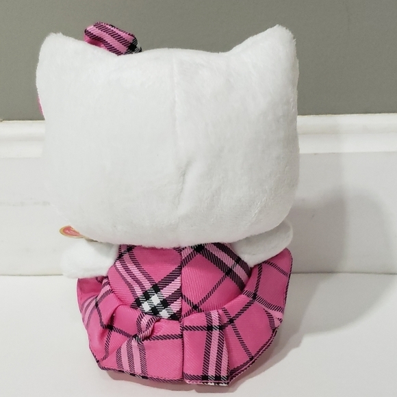 Hello Kitty Pink Tartan Plaid Plush Ty Beanie by Sanrio 2009 - Picture 7 of 10